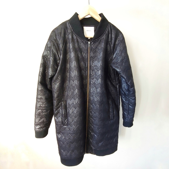 Anthropologie Numph Black Chevron Quilted Jacket Size Medium - Picture 3 of 16